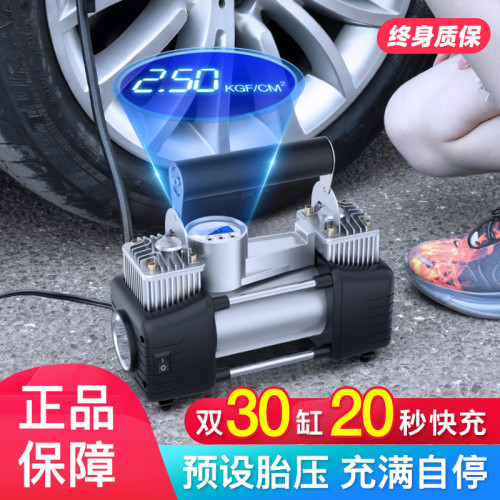 車用充氣泵小轎車可攜式汽車輪胎充氣機大功率電動雙缸車用打氣泵