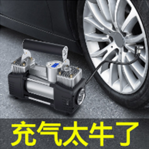 車用充氣泵小轎車可攜式汽車輪胎充氣機大功率電動雙缸車用打氣泵