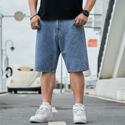 夏季大碼男裝短褲休閒肥佬五分褲加肥加大寬松大叉褲胖子耐磨中褲