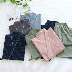 夏季新款情侶家居和服套棉質男女式春秋薄款睡衣