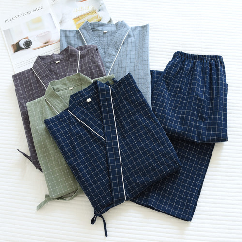 夏季新款情侶家居和服套棉質男女式春秋薄款睡衣