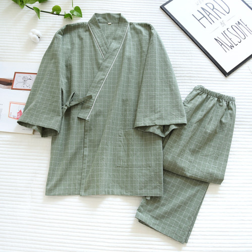 夏季新款情侶家居和服套棉質男女式春秋薄款睡衣