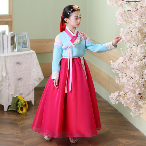 新款女童韓服民族服朝鮮族服裝學生表演韓服節日六一演出禮服