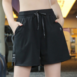 大碼運動短褲女夏季胖mm200斤跑步瑜伽褲寬松防走光外穿健身中褲S