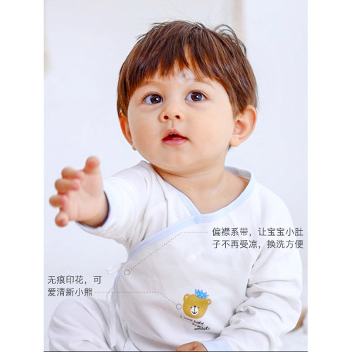 上新嬰兒衣服春秋四季a類純棉新生兒寶寶爬服對開無骨長袖連體衣