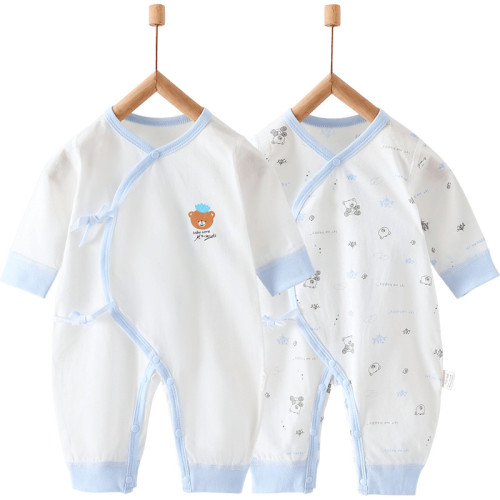 上新嬰兒衣服春秋四季a類純棉新生兒寶寶爬服對開無骨長袖連體衣