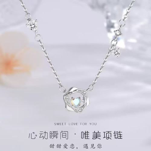 s999足銀原創設計愛心靈動莫比烏斯項鍊簡約百搭輕奢鎖骨鍊ins風
