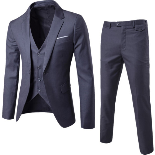 2023四季款商務休閒西服三件套新郎伴郎婚禮西裝9色S-6XL