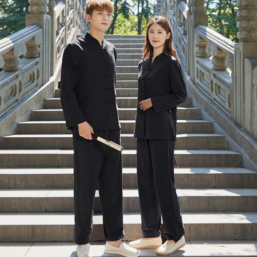 居士服禪修服茶服棉麻瑜伽服套裝風禪意男女中式唐裝