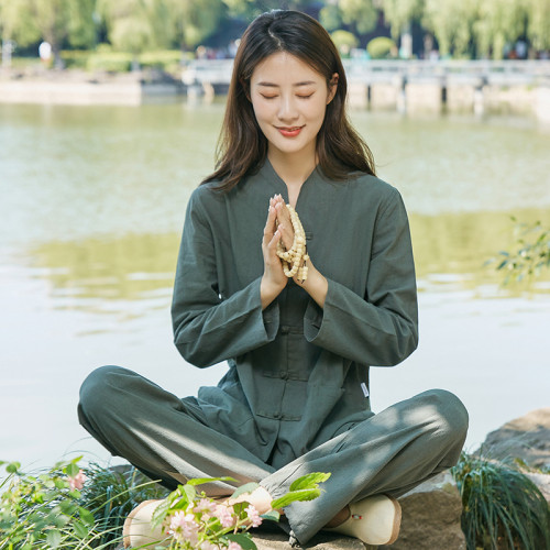 居士服禪修服茶服棉麻瑜伽服套裝風禪意男女中式唐裝