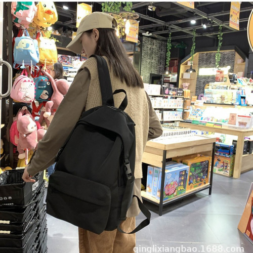 書包雙肩包高顔值輕便女生後背包純色初高中學生書包大容量休閒後背包