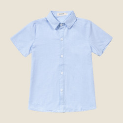 夏款兒童淺藍短袖襯衫中小學生校服男女童刺綉純白襯衣班服演出服
