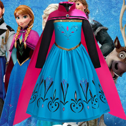 2021萬聖節冰雪奇緣安娜公主裙anna禮服女童長袖連衣裙兒童服裝