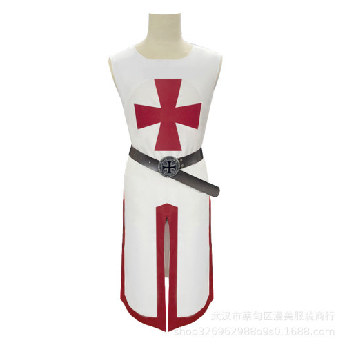萬聖節服裝聖殿騎士團衣服中世紀束腰開叉拼接男上衣舞台演出服