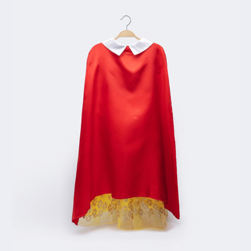 聖誕節歐美新款白雪公主禮服帶長款披肩蓬蓬裙燙金花朵連衣裙