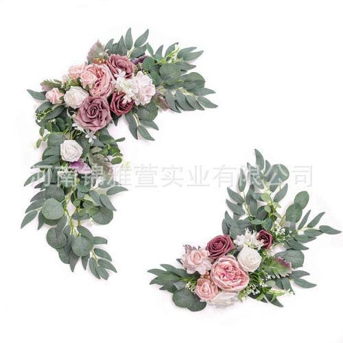 拱門仿真花迎賓花排門楣花水牌人造花婚禮裝飾供貨
