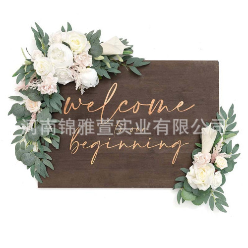 拱門仿真花迎賓花排門楣花水牌人造花婚禮裝飾供貨
