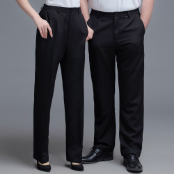 兩側松緊酒店服務員廚師工作褲客房保潔物業中西餐廳男女黑色西褲