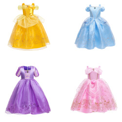 Frozen女童貝爾公主禮服裙冰雪奇緣愛洛連衣裙童裝夏裝仙蒂公主裙