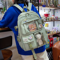 新款韓版原宿ins雙肩包輕便大容量休閒後背包簡約百搭洋氣學生書包