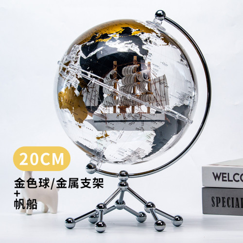 微方的地球【原創】遠航透明地球儀高級感小擺件禮物家居客廳裝飾