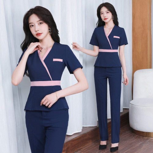 新款足療技師服沐足按摩工作服美容院美容師服裝230短袖褲裝