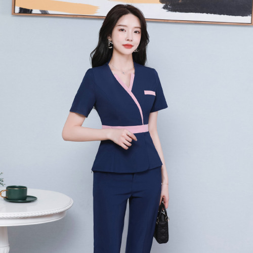 新款足療技師服沐足按摩工作服美容院美容師服裝230短袖褲裝