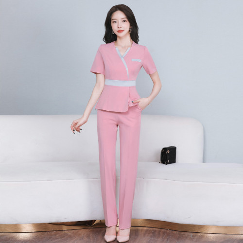 新款足療技師服沐足按摩工作服美容院美容師服裝230短袖褲裝
