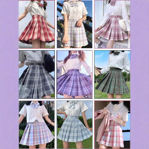 jk製服裙秋套裝半身裙格子百褶裙正版格裙學院風學生校服短裙