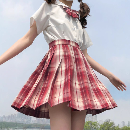 jk製服裙秋套裝半身裙格子百褶裙正版格裙學院風學生校服短裙