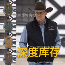 獨立站爆款美式西部四季牛仔風合體刺綉休閒馬甲外套男