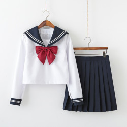 白二本JK製服水手服女長袖學生裝百褶裙畢業班服校服軟妹服學生裝