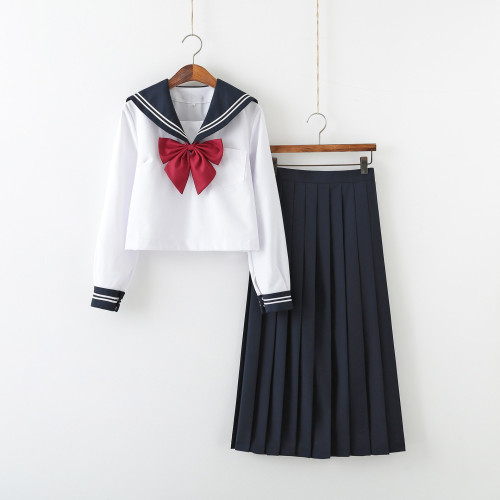 白二本JK製服水手服女長袖學生裝百褶裙畢業班服校服軟妹服學生裝