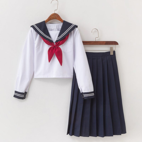 白二本JK製服水手服女長袖學生裝百褶裙畢業班服校服軟妹服學生裝