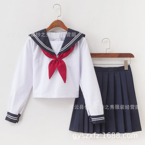 白二本JK製服水手服女長袖學生裝百褶裙畢業班服校服軟妹服學生裝