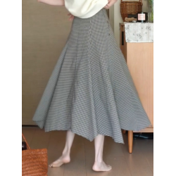 2025流行爆款a字百褶長裙巨好看梨型身材黑白格紋半身裙女