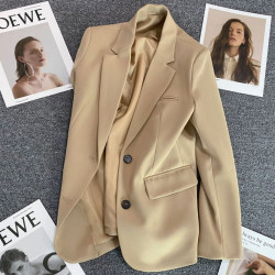 卡其色西裝外套女2022春秋新款休閒氣質高級感炸街西裝西服上衣