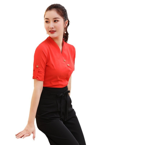 美容師工作服女中式足療足浴技師酒店服務員工衣JY-1901