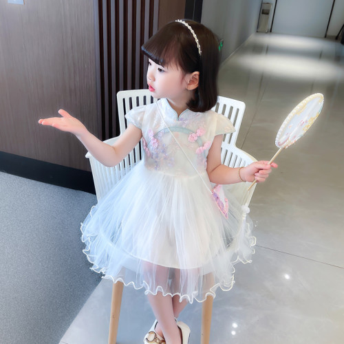 連衣裙兒童改良旗袍公主裙小女孩夏季裝蓬蓬紗超仙裙子漢服古風薄