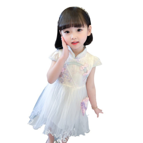 連衣裙兒童改良旗袍公主裙小女孩夏季裝蓬蓬紗超仙裙子漢服古風薄