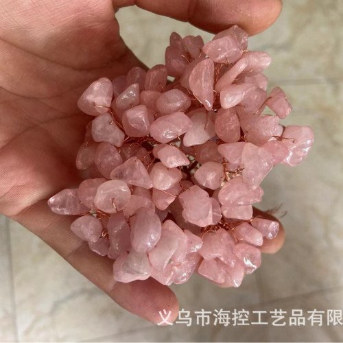 仿黃水晶碎石綠紫粉水晶串花朵彩色樹發財樹材料半成品散珠碎石