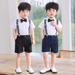 男童背帶褲套裝夏季英倫中小童幼兒園西服演出表演西裝主持人禮服
