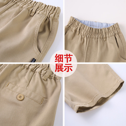 兒童卡其色短褲夏薄款男童外穿中褲夏款小學生西褲藏藍校服休閒褲