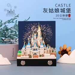 跨境創意禮物紙雕模型家居裝飾品桌面擺件灰姑娘城堡3D立體便簽本