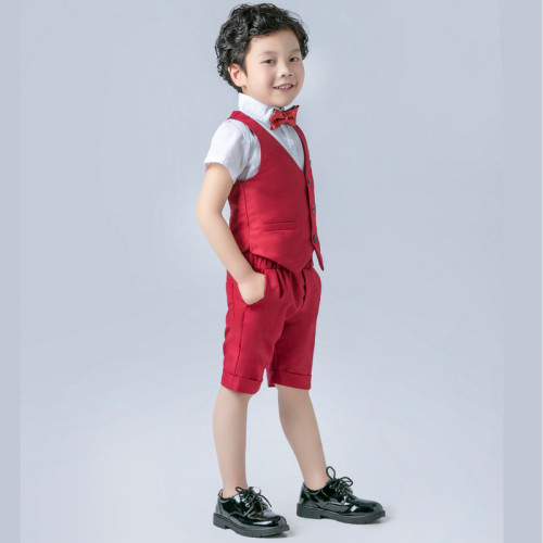 夏季童裝男童演出小西裝套裝兒童馬甲三件套花童禮服韓版