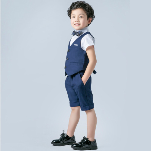 夏季童裝男童演出小西裝套裝兒童馬甲三件套花童禮服韓版