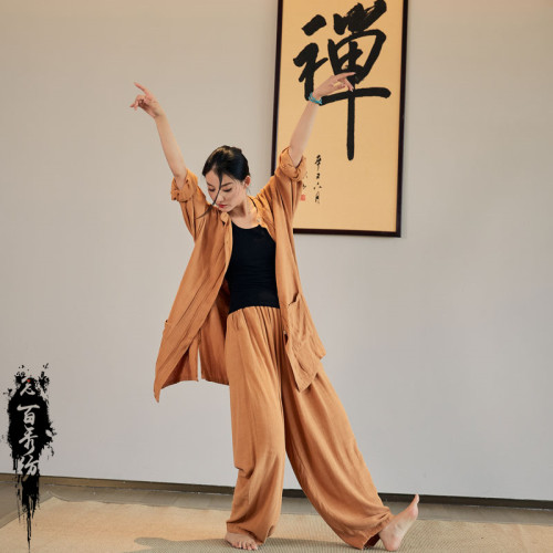 25春新款亞麻砂洗柔軟飄逸長褲中性禪系居家旅行瑜伽褲打坐哈倫褲