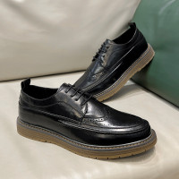 秋季新款英倫百搭尖頭休閒皮鞋商務雕花男鞋潮25833-T