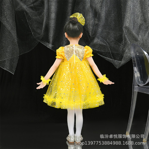 六一幼兒我們都是小星星演出服可愛寶貝兒童紗裙蓬蓬裙表演演出服