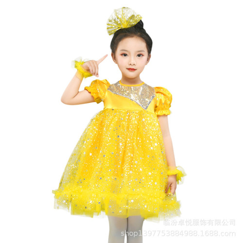 六一幼兒我們都是小星星演出服可愛寶貝兒童紗裙蓬蓬裙表演演出服